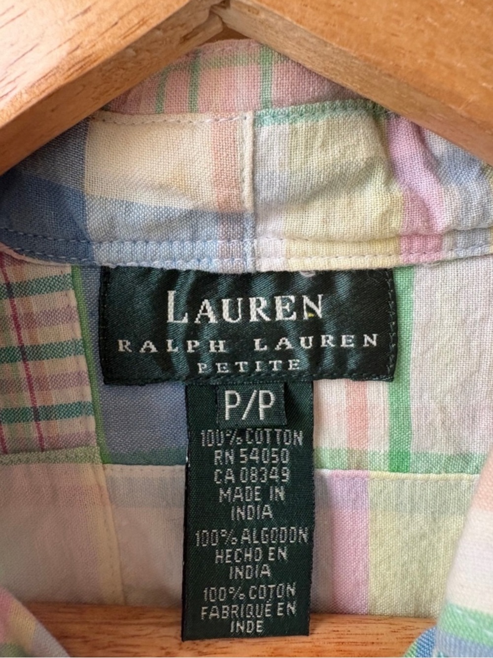 🤍 XS Ralph Lauren Vintage Plaid Button-Front Mini Dress 100% Cotton - Picture 10 of 15